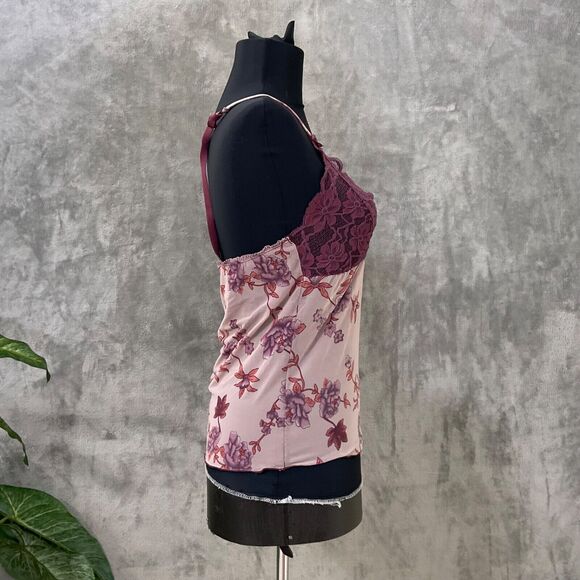 Donna L’Oren Gold Label Chemise Fairy Core Baby Doll floral purple size M Lace - Picture 2 of 9